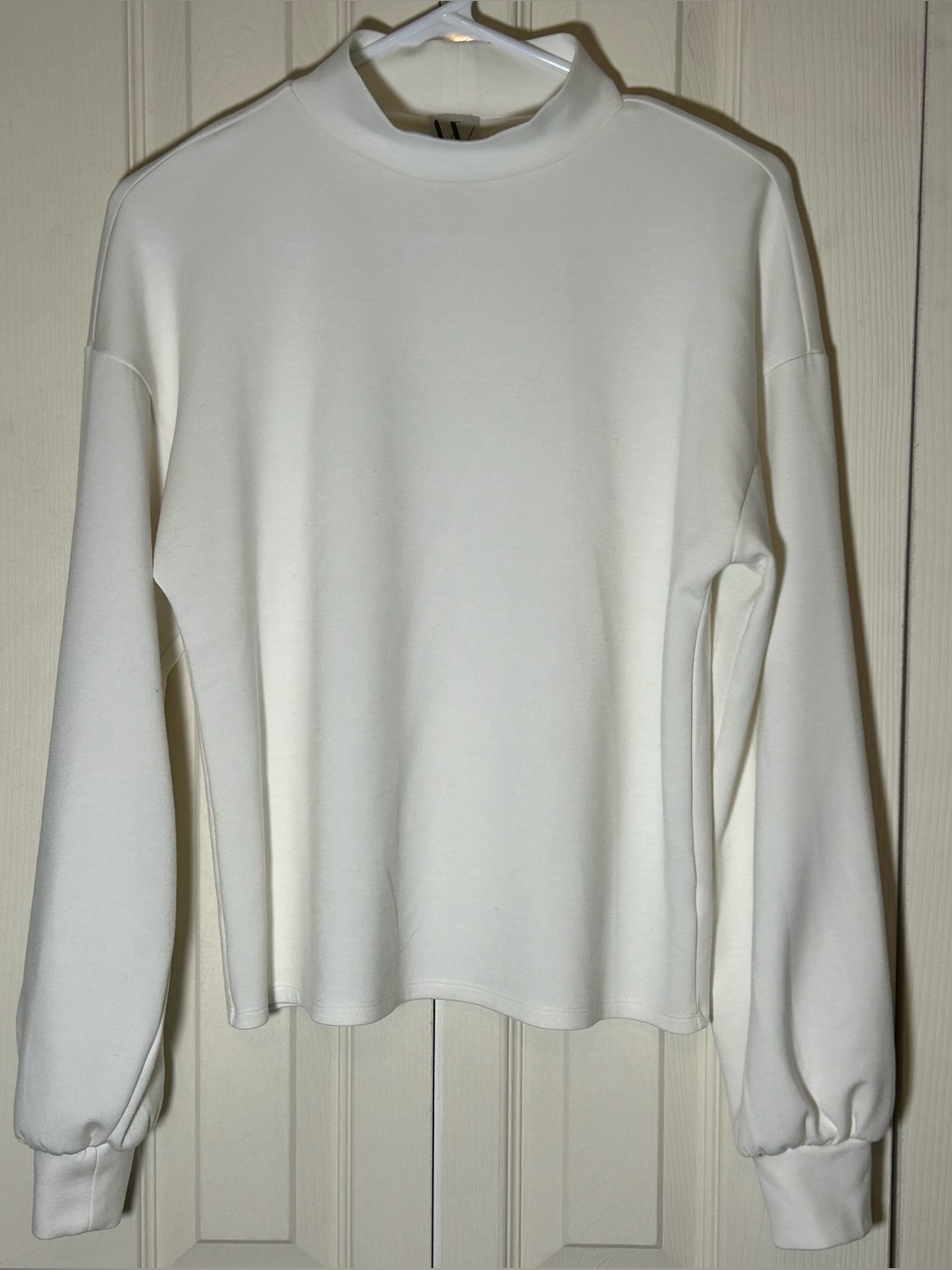 Worthington Women's Cream Mock Turtle-neck Long Sleeve Shirt, Size S